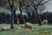 unknow artist, Shepherdess with sheep